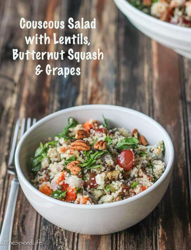 Couscous Salad with Lentils, Butternut Squash and Grapes