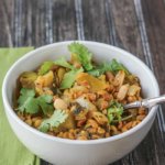Green Tomato Curry with Peanuts and Yellow Split Peas