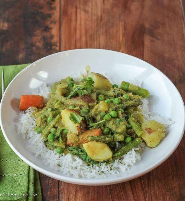 Karnataka Coconut Spring Vegetable Curry: regional Indian curry that can be customized to season!