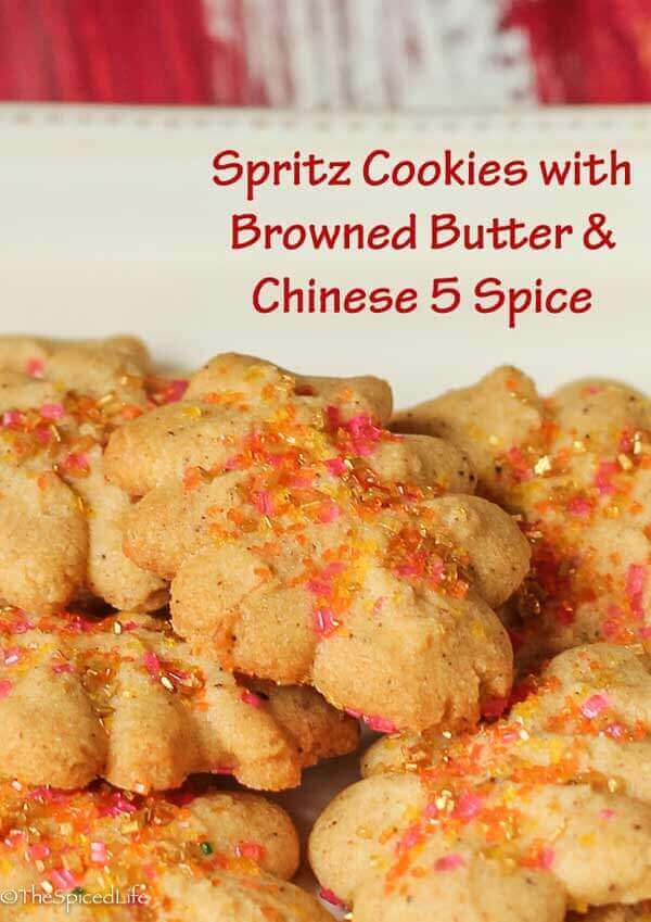 Spritz Cookies with Browned Butter, Chinese 5 Spice and Apple Brandy!