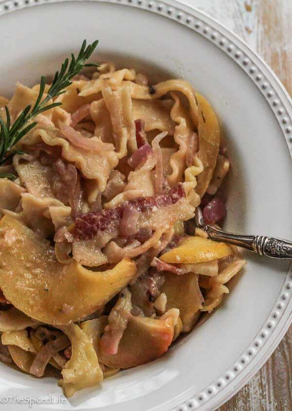 Italian Pasta with Apples, Rosemary and Guanciale