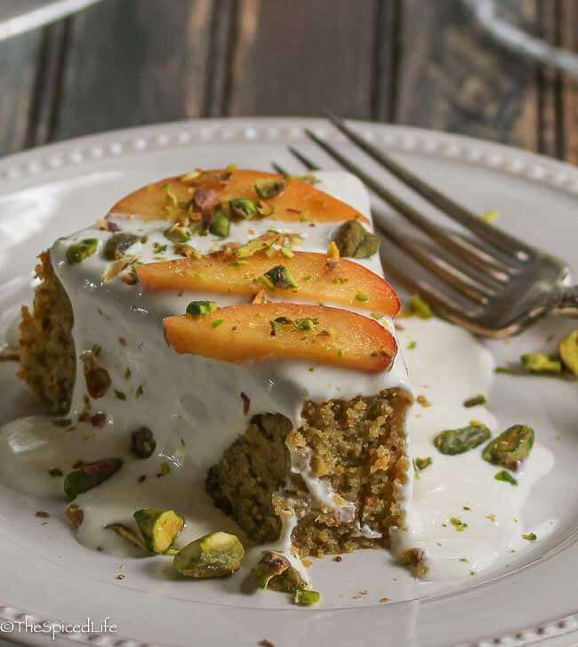 Peach, Pistachio and Lime Breakfast Cake